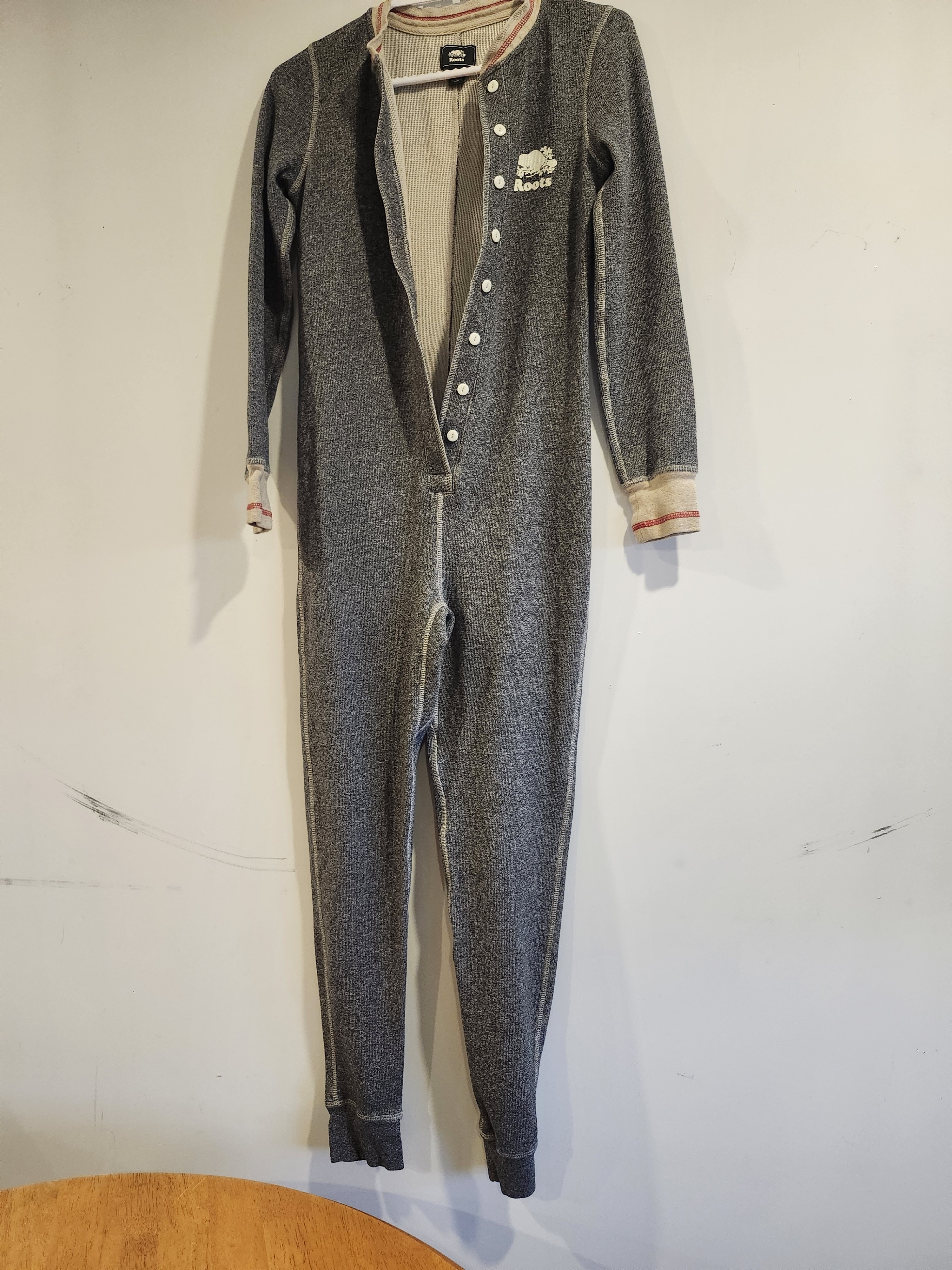 Roots Grey One-Piece Thermal Jumpsuit - Size Small